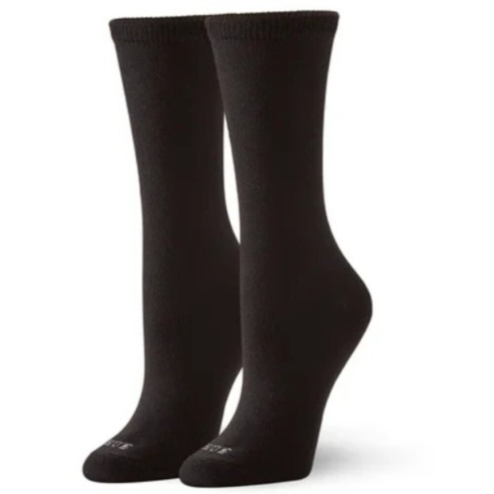 Hue Womens One Size Fits Most 2 Pack Super Soft Crew Socks in Black U20742 1263